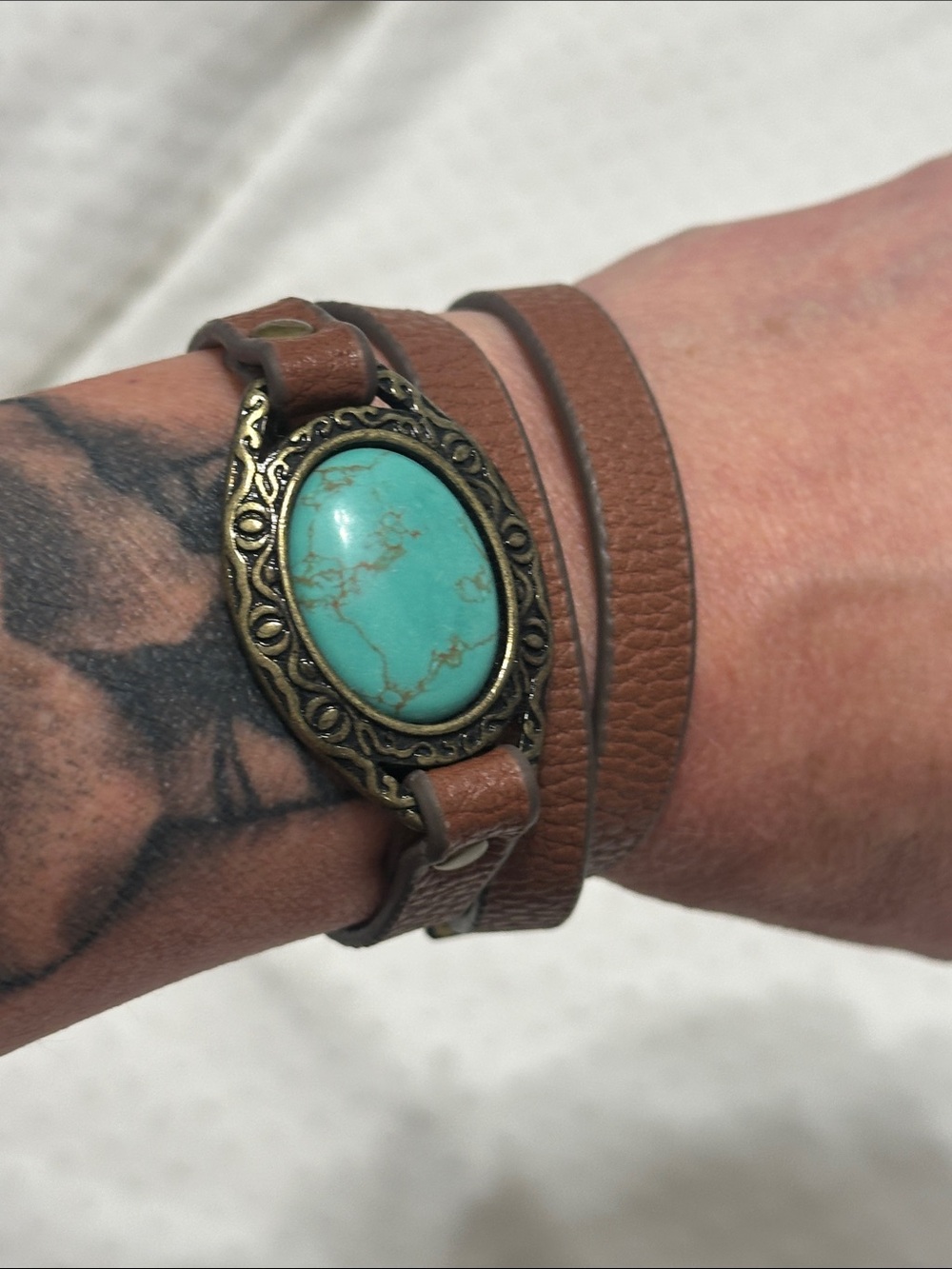 Premier Designs Desert Diva Leather Wrap Bracelet Turquoise